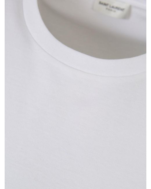 Saint Laurent White Logo Cotton T-shirt