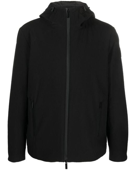 Woolrich Black Logo-patch Zip-up Hooded Jacket for men