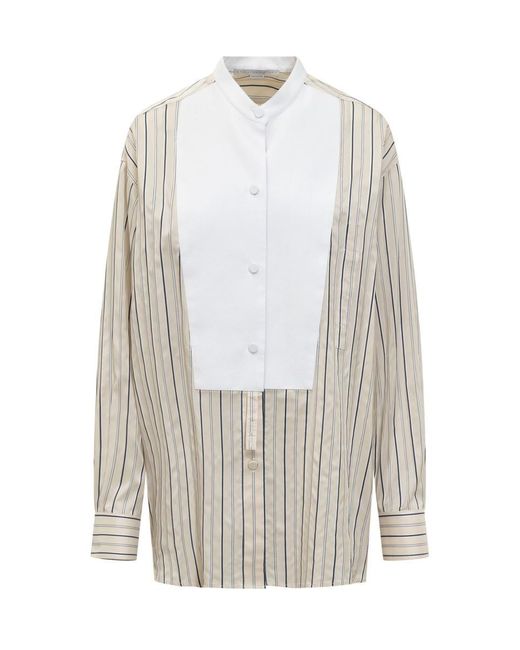 Stella McCartney White Maxi Shirt With Striped Pattern