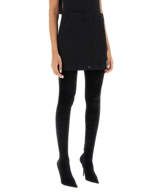 Balenciaga Black Deconstructed Twill Mini Skirt