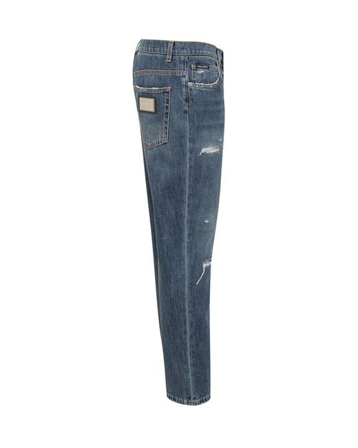 Dolce & Gabbana Blue Denim Jeans With Abrasions for men