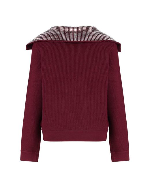 Self-Portrait Red Zipper Knit Jacket