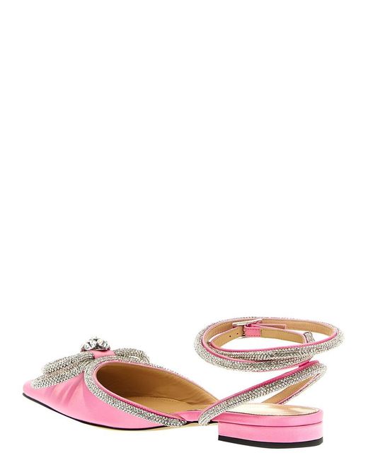 Mach & Mach Pink Double Bow Flat Shoes