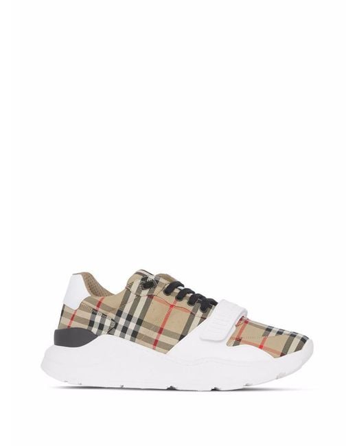 Burberry Brown Check Cotton New Regis Trainers