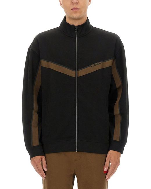 Boss Black Sweatshirt With Logo And Zipper for men