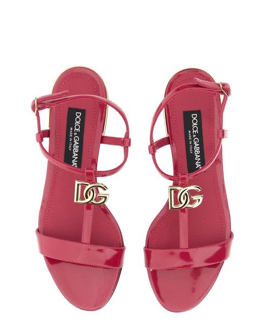 Dolce & Gabbana Red Leather Sandal