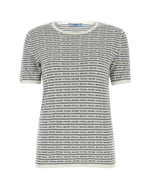 Prada Gray Embroidered Wool Sweater