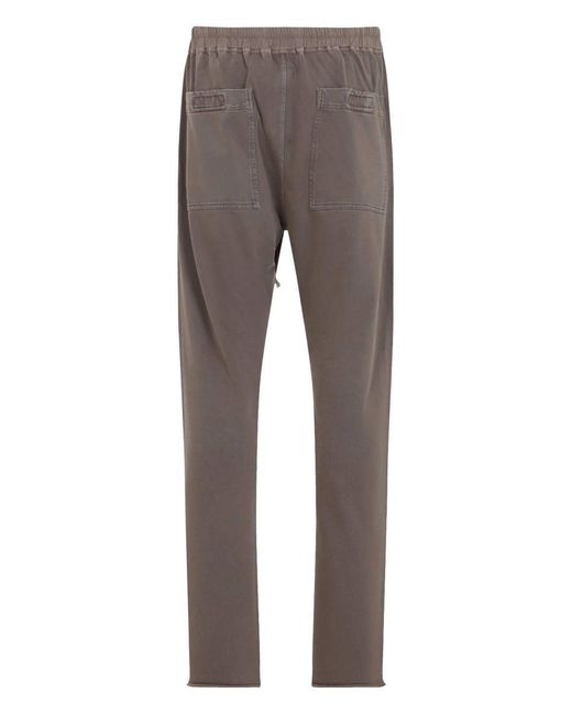 Rick Owens Gray Dust Cotton Drawstring Pants With Relaxed Fit for men