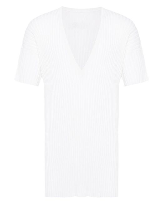 MM6 by Maison Martin Margiela White Ribbed Sweater for men
