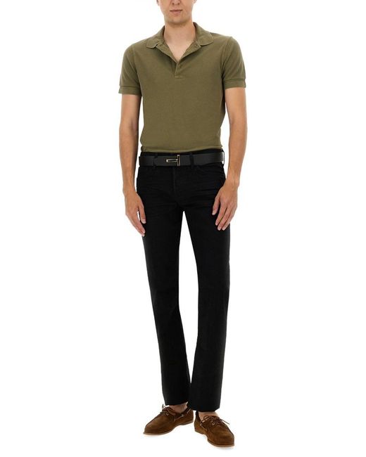 Tom Ford Green Classic Pique Polo With Tailored Fit for men