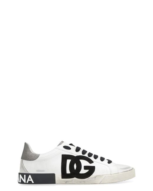 Dolce & Gabbana Black Leather Low-Top Sneakers for men