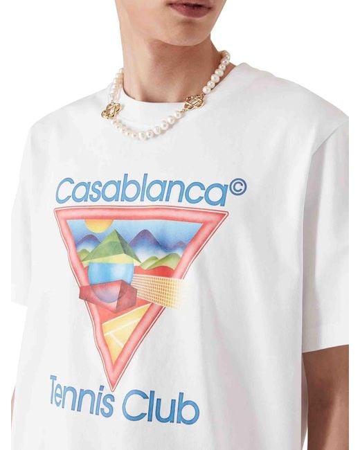 Casablanca White Round Neck T-Shirt for men
