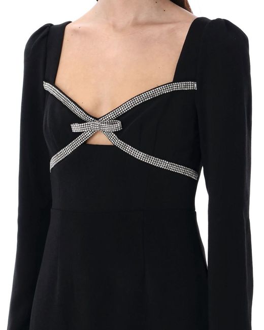 Self-Portrait Black Diamante Bow Midi Dress