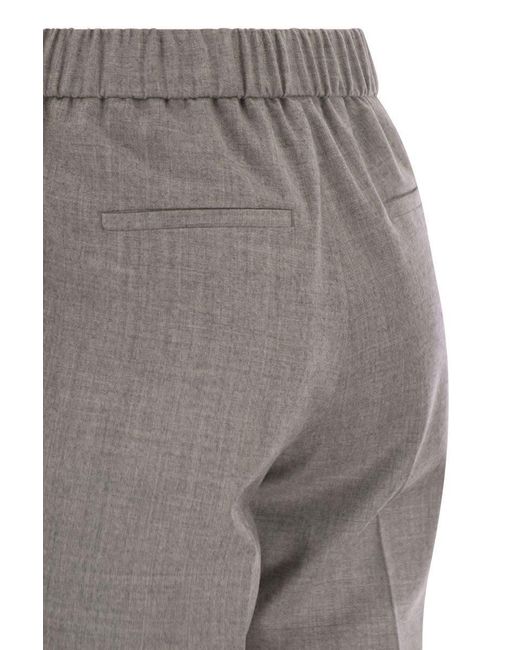 Peserico Gray Virgin Wool Trousers With Lurex