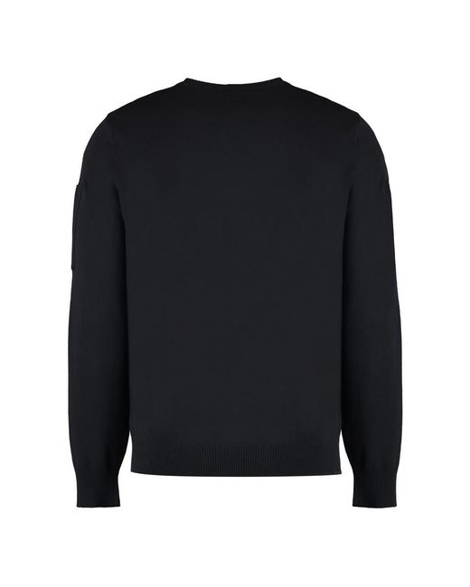 C P Company Black Cotton Crew-Neck Sweater for men