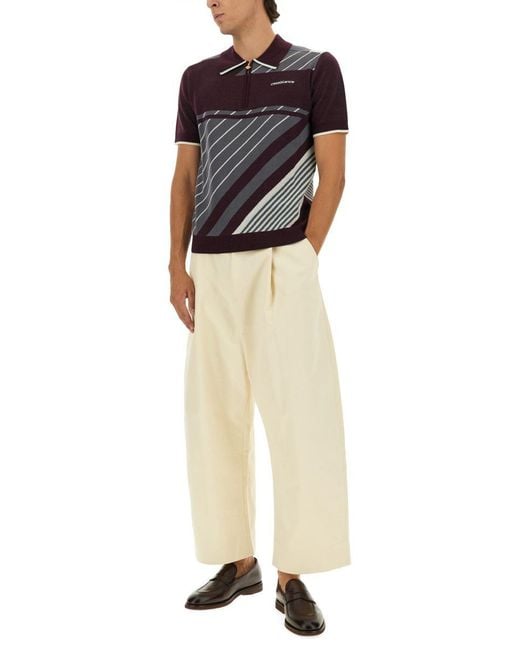Casablanca Blue "Diagonal" Tennis Polo Shirt for men