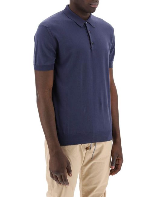 Baracuta Blue Cotton Knit Polo Shirt for men