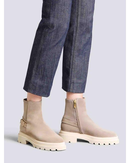 Santoni Natural Suede Leather Boots