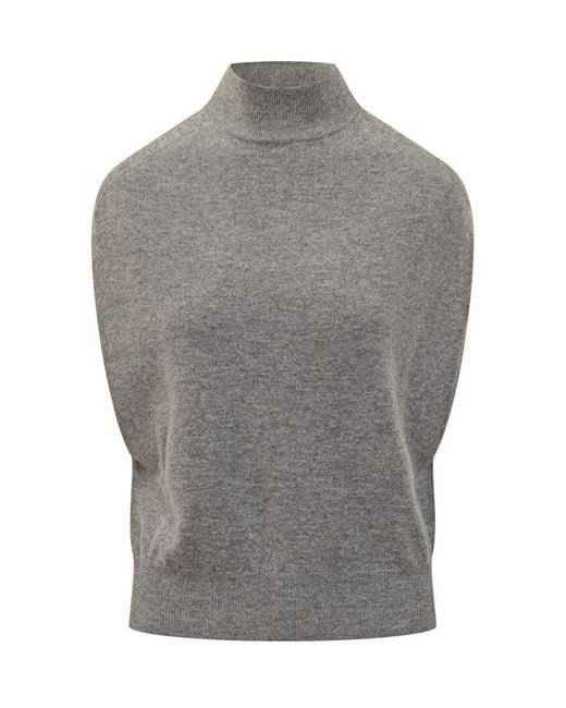Semicouture Gray Turtleneck Vests