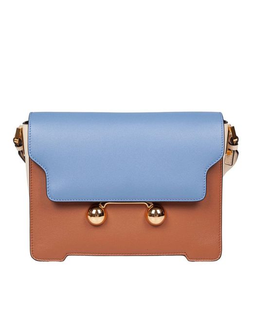 Marni Blue Trunkaroo Rectangular Shoulder Bag Made Of Calfskin