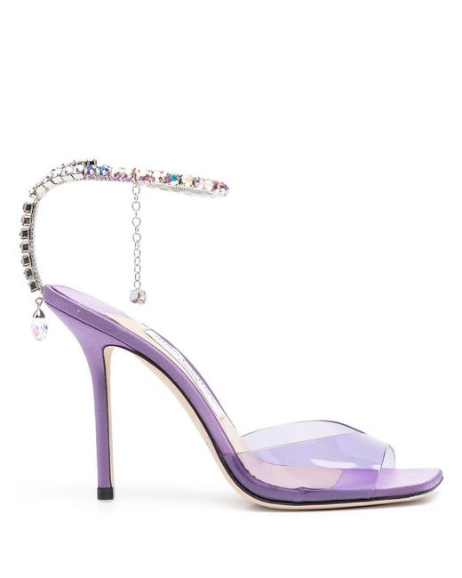 Jimmy Choo Pink Saeda 100 Crystal Chain Embellishment Sandals