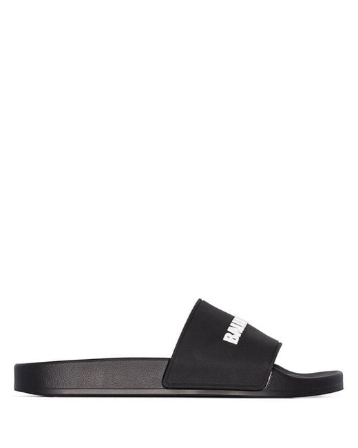 Balenciaga Black Logo Pool Slides