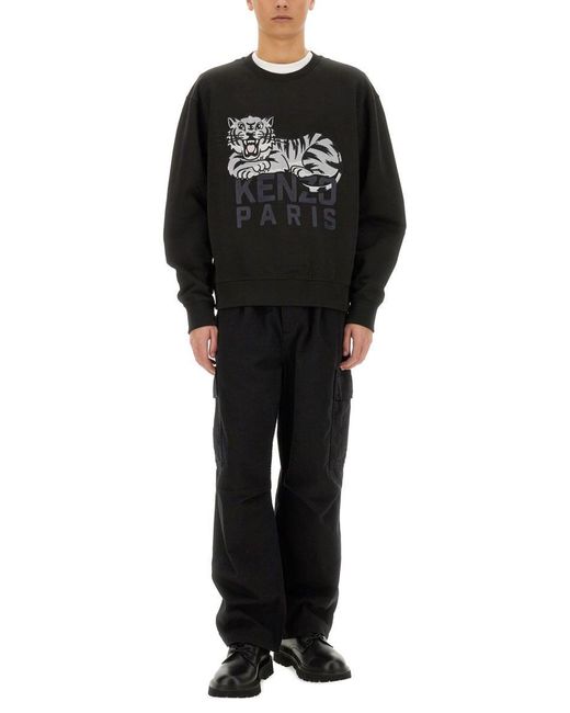 KENZO Black Happy Tiger Classic Sweatshirt for men