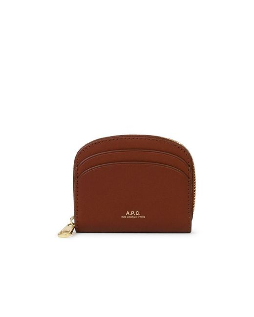 A.P.C. Brown Small 'Demi Lune' Leather Wallet