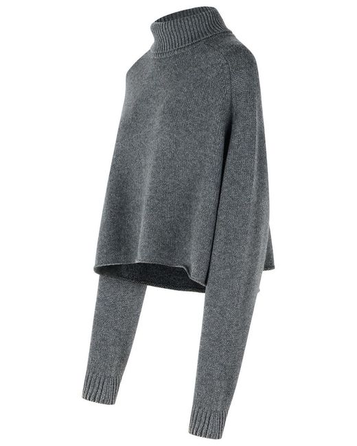 Lisa Yang Gray 'Cathie' Dark Cashmere Turtleneck Sweater