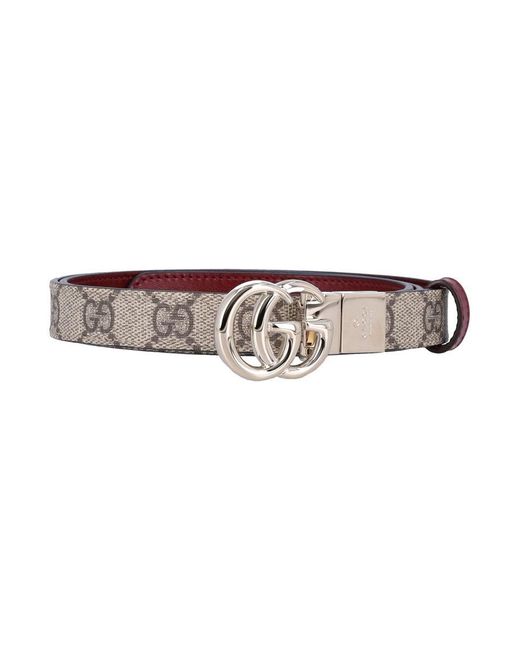 Gucci White Reversible Gg Marmont Thin Belt