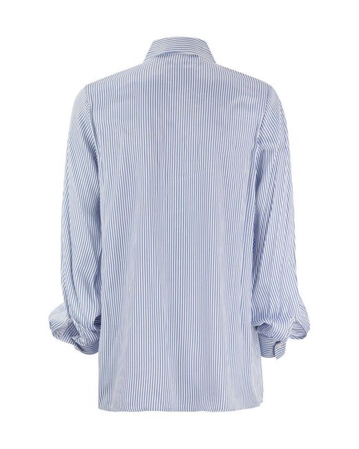 Michael Kors Blue Striped Viscose Shirt With Front Fastening