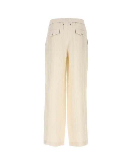Golden Goose Deluxe Brand White Cream Linen Blend Trousers for men