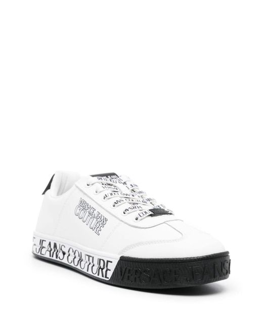 Versace White Logo Print Trainers for men