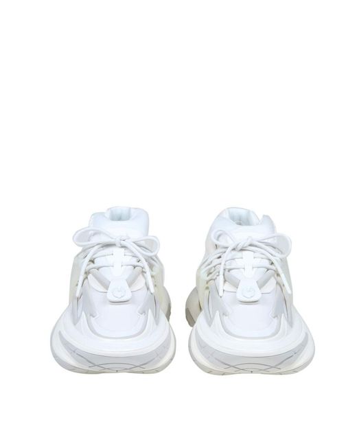 Balmain White Unicorn Sneakers In Neoprene And Leather for men