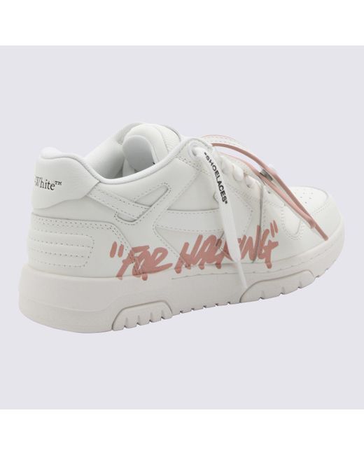 Off-White c/o Virgil Abloh Gray White And Pink Leather Out Of Office Sneakers