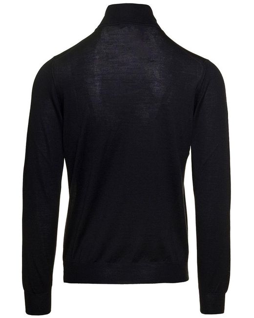 Tagliatore Black Roll-neck Fine-knit Jumper for men