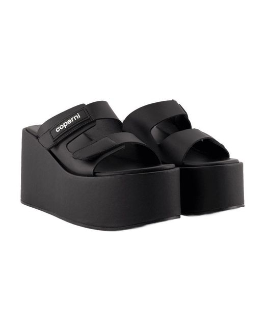 Coperni Patch Wedge Sandals in Black | Lyst Canada