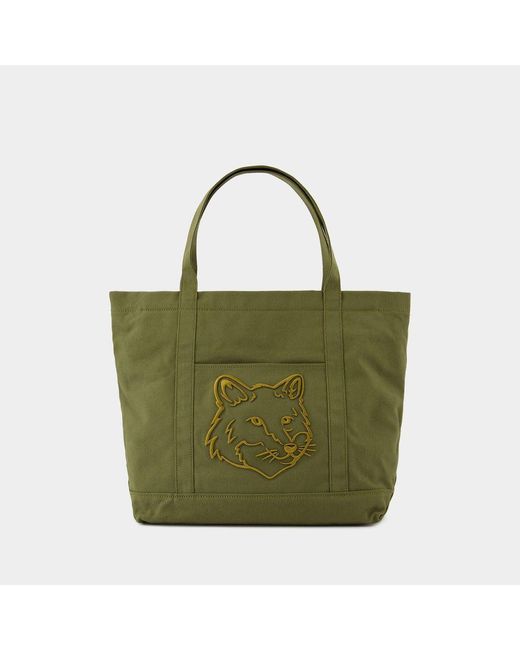 Maison Kitsuné Green Fox Head Large Shopper Bag