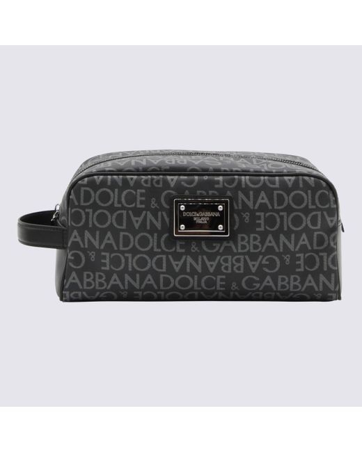 Dolce & Gabbana Black And Leather Logo Pouche for men