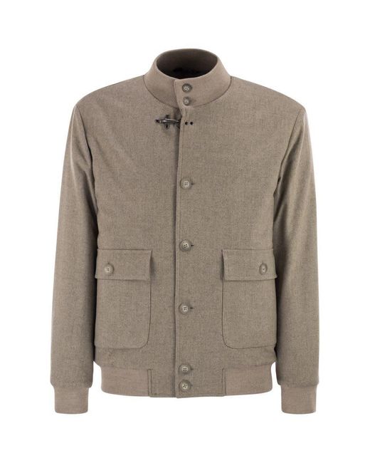 Fay Brown Virgin Wool Bomber Jacket for men