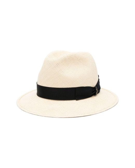 Borsalino White Federico Straw Panama Hat for men