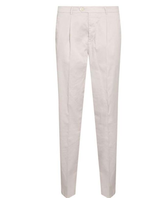Brunello Cucinelli White Cotton Blend Trousers for men