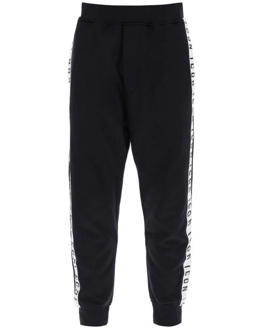 DSquared² Black Dan Joggers With Icon Bands for men
