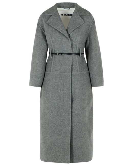 Jil Sander Gray Virgin Wool Coat
