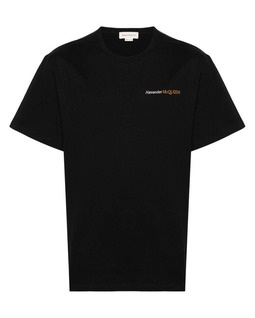 Alexander McQueen Black Embroidered T-Shirt for men
