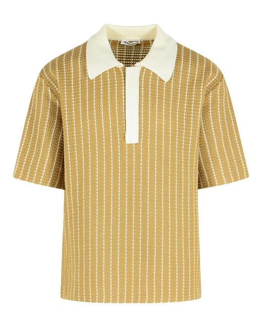Jil Sander Yellow Cotton Knit Polo Shirt for men