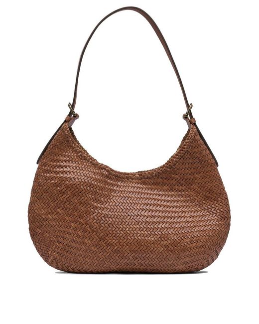 Dragon Diffusion Brown Luna Mezza 3Mm Diagonal Moon Shape Hobo 35X27X7 Cm