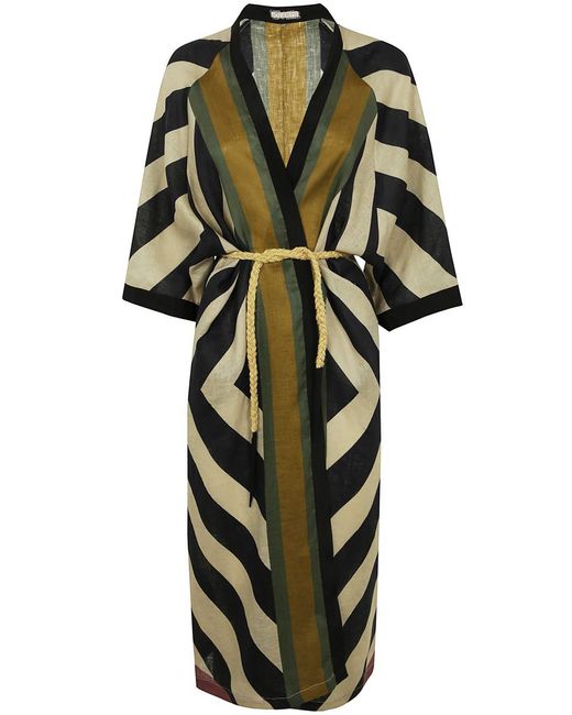 VOLANTIS Green Cardy Linen Kaftan Jacket