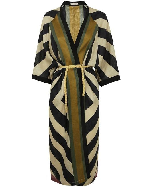 VOLANTIS Green Cardy Linen Kaftan Jacket