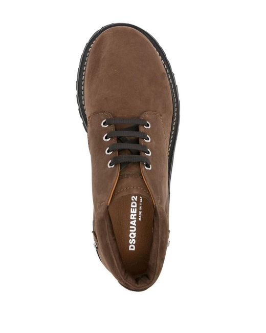 DSquared² Brown Lace-up Suede Ankle Boots for men